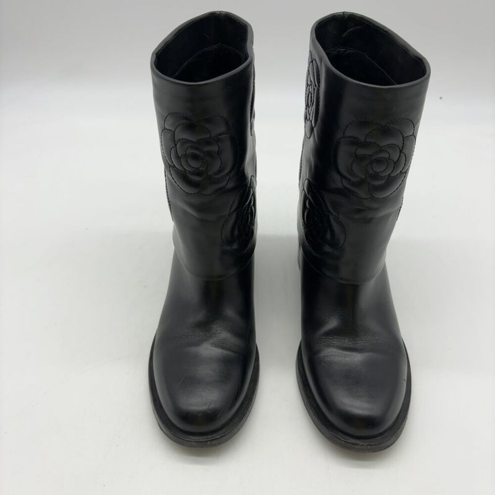 CHANEL Flower Embossed Boots